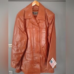 Rust Leather Jacket with Plush Lining